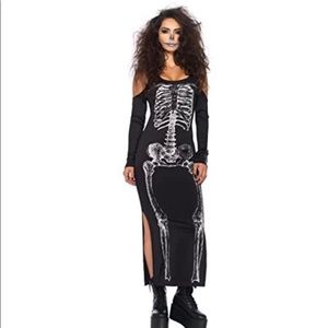 Cold Shoulder Skeleton Halloween Costume Dress